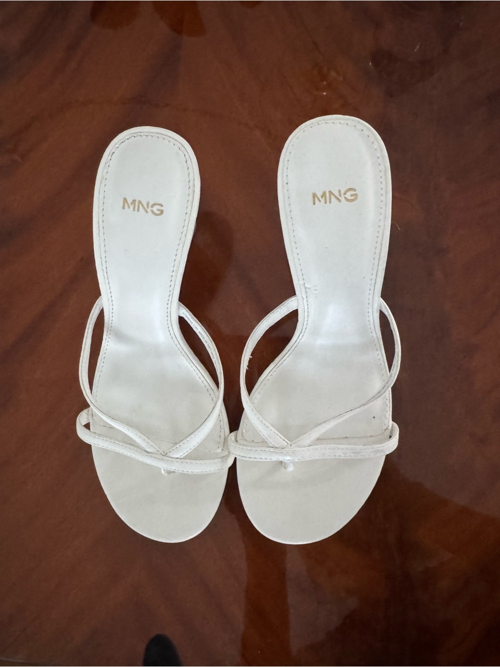 Mango White Minimalist Strappy Heeled Slides